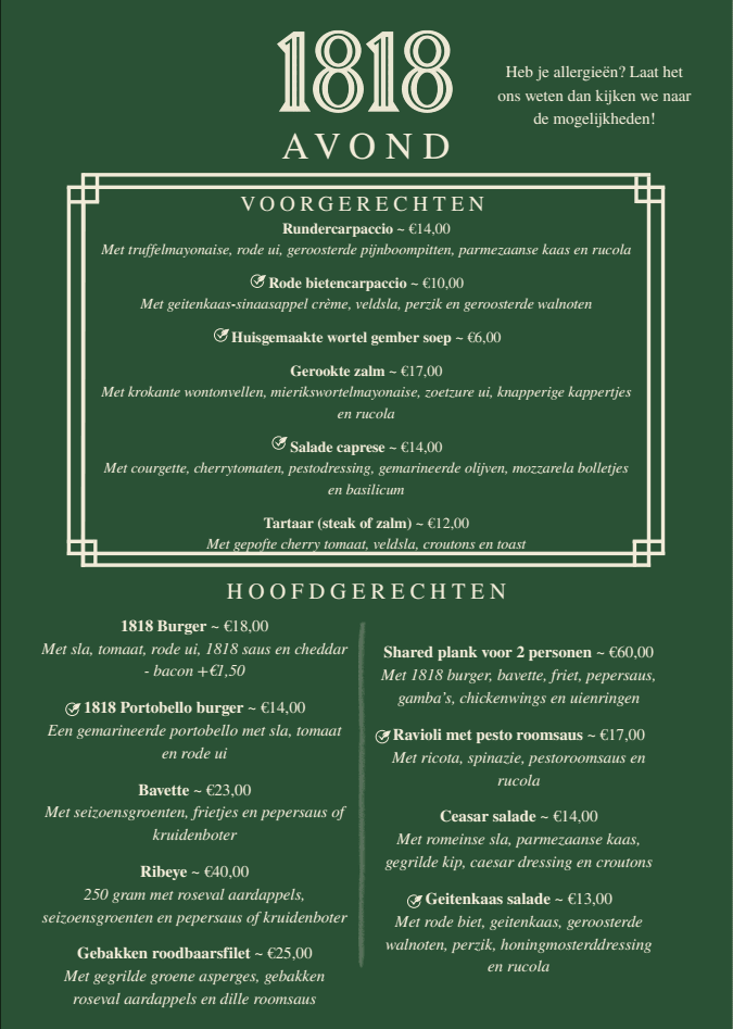 Zzommerdiner kaart